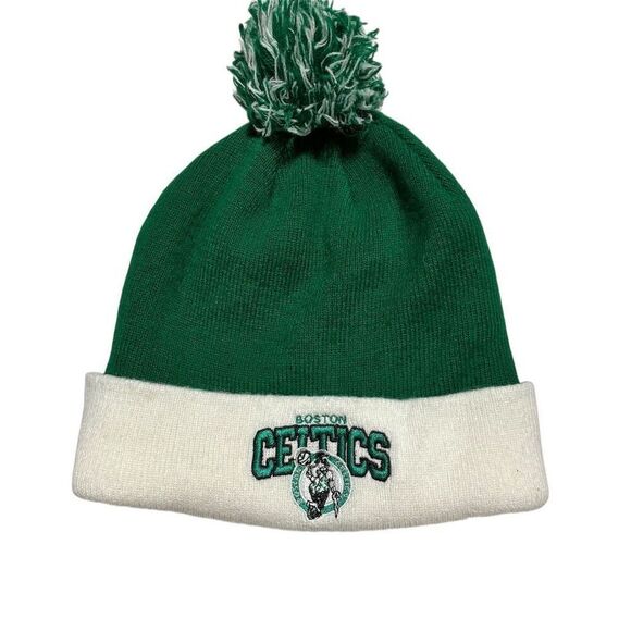 Mitchell & Ness Boston Celtics Green Cuffed Pom Knit Beanie Unisex - Picture 1 of 4